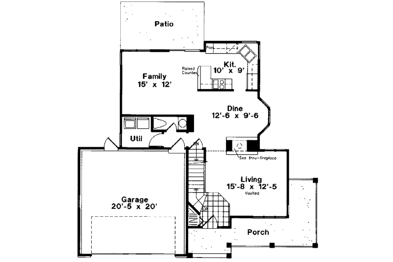 Home Plan - Floor Plan - Main Floor for Country House Plan #300-119 - 4 bed, 2.5 bath