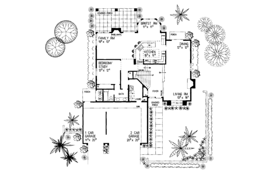 Floor Plan - Main Floor for Mediterranean House Plan #72-923 - 4 bed, 3 bath