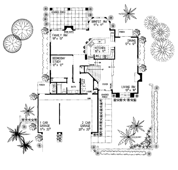 Architectural House Design - Mediterranean Floor Plan - Main Floor Plan #72-923