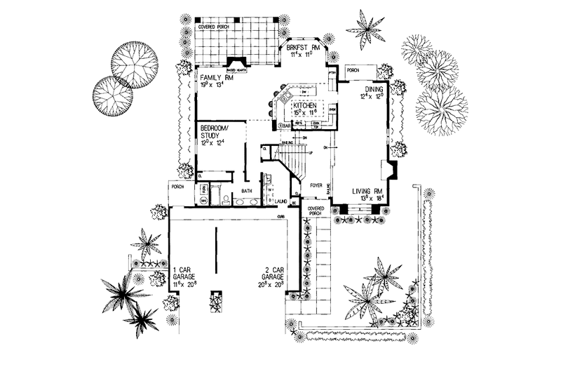 House Design - Floor Plan - Main Floor for Mediterranean House Plan #72-923 - 4 bed, 3 bath