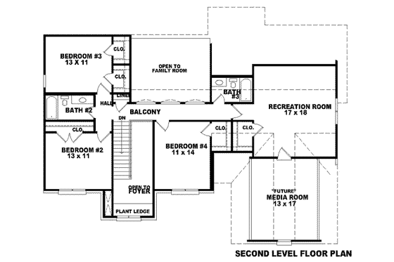 Floor Plan - Upper Floor for Traditional House Plan #81-901 - 4 bed, 3.5 bath