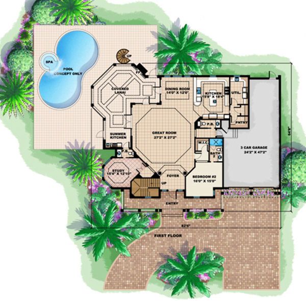 Mediterranean Floor Plan - Main Floor Plan #27-385