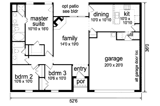 Floor Plan - Main Floor for Traditional House Plan #84-300 - 3 bed, 2 bath