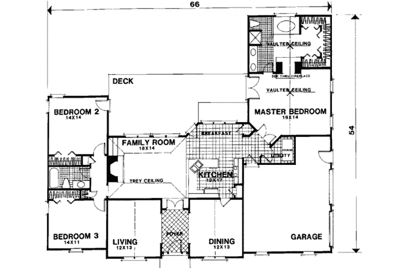 Dream House Plan - Floor Plan - Main Floor for European House Plan #56-156 - 3 bed, 2 bath