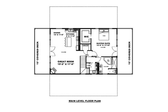 Floor Plan - Main Floor for Farmhouse House Plan #117-929 - 1 bed, 2 bath