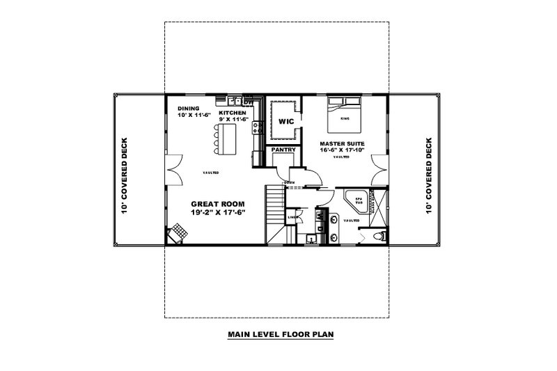House Blueprint - Floor Plan - Main Floor for Farmhouse House Plan #117-929 - 1 bed, 2 bath