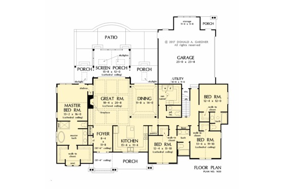 Floor Plan - Main Floor for Ranch House Plan #929-1059 - 4 bed, 3.1 bath