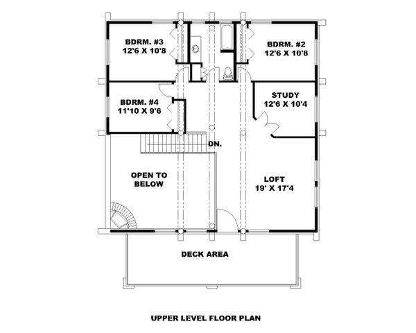 House Blueprint - Log Floor Plan - Upper Floor Plan #117-992