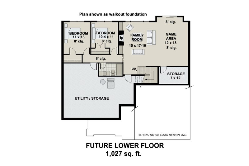 House Blueprint - Floor Plan - Lower Floor for Traditional House Plan #51-1180 - 3 bed, 2 bath