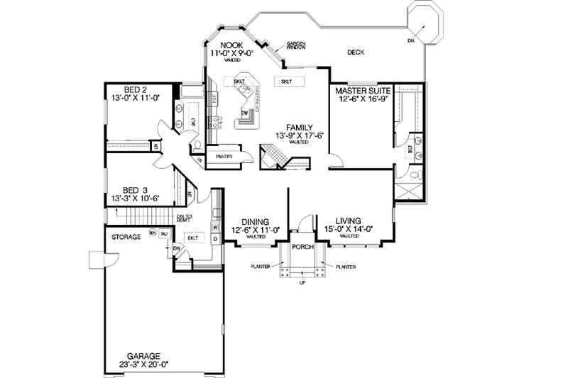 House Design - Floor Plan - Main Floor for Traditional House Plan #60-154 - 3 bed, 2 bath