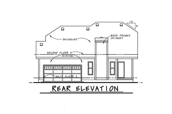 Exterior - Rear Elevation for Craftsman House Plan #20-1228 - 3 bed, 3 bath