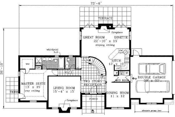 Floor Plan - Main Floor for Colonial House Plan #3-200 - 4 bed, 3.5 bath