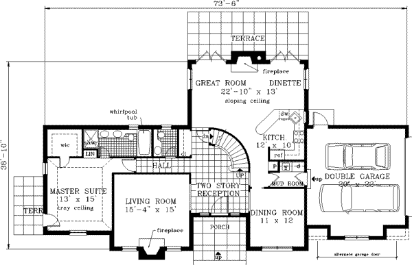 House Plan Design - European Floor Plan - Main Floor Plan #3-200