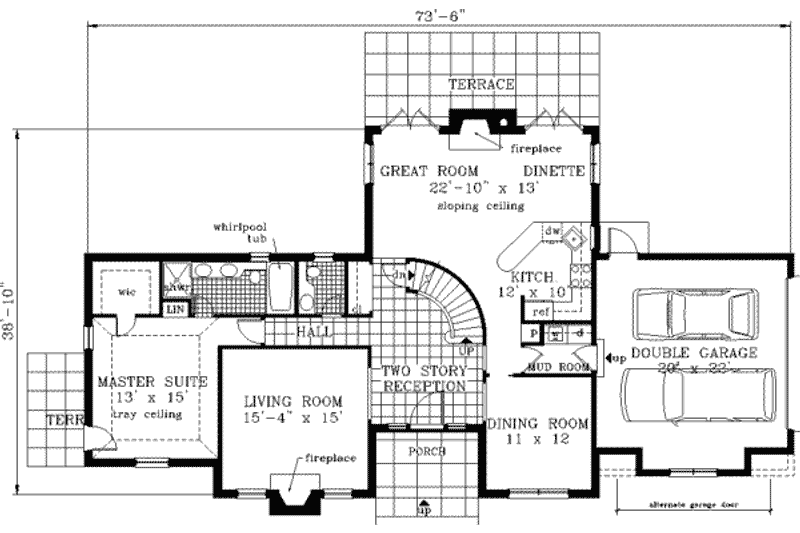 Dream House Plan - Floor Plan - Main Floor for Colonial House Plan #3-200 - 4 bed, 3.5 bath