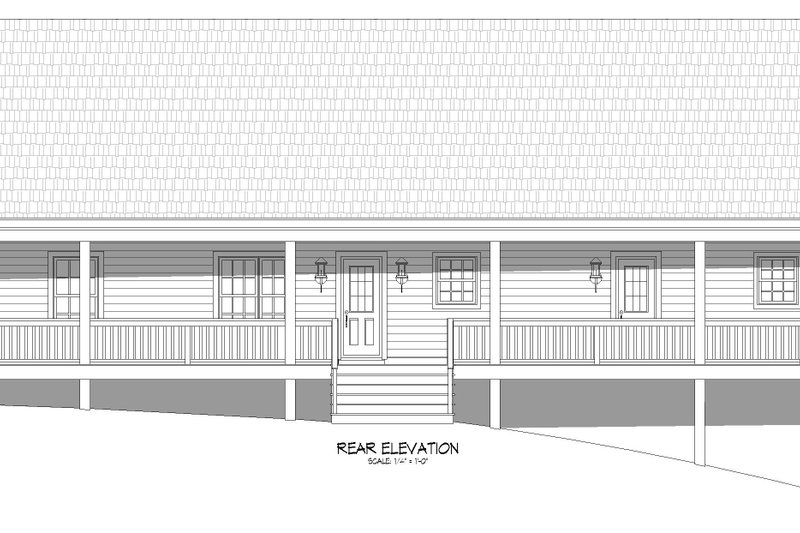 Home Plan - Exterior - Rear Elevation for Traditional House Plan #932-414 - 3 bed, 2.5 bath