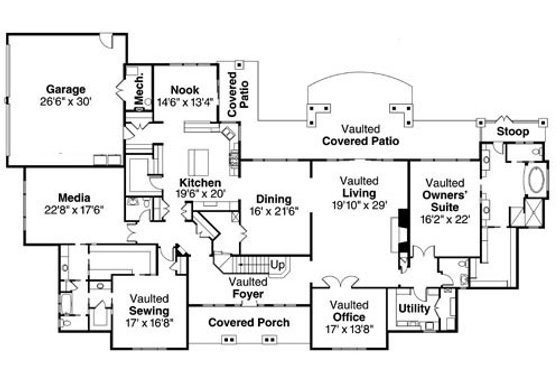 Floor Plan - Main Floor for European House Plan #124-782 - 3 bed, 3.5 bath