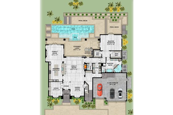 Floor Plan - Main Floor for Beach House Plan #548-60 - 4 bed, 4.5 bath
