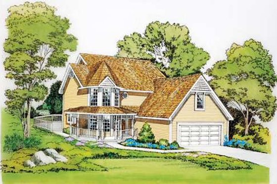 Exterior - Front Elevation for Victorian House Plan #312-276 - 3 bed, 2.5 bath