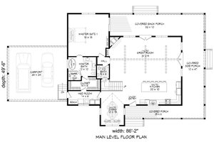 Floor Plan - Main Floor for Farmhouse House Plan #932-563 - 3 bed, 2.5 bath