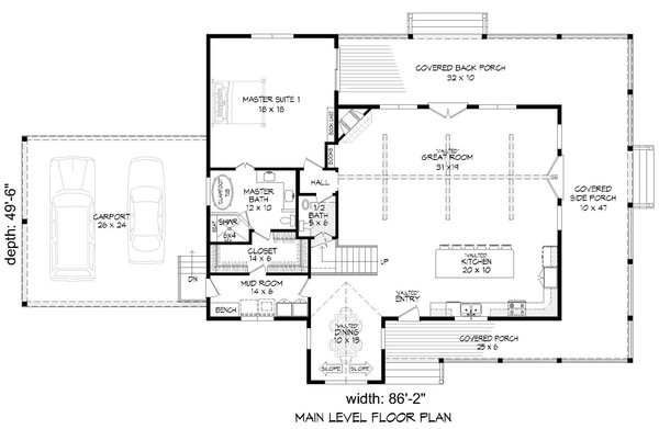 Farmhouse Floor Plan - Main Floor Plan #932-563