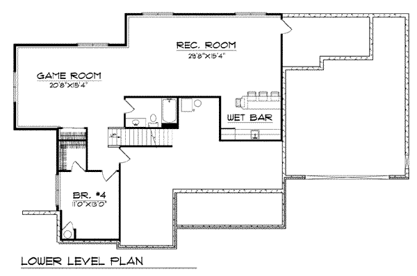 Architectural House Design - Traditional Floor Plan - Lower Floor Plan #70-787
