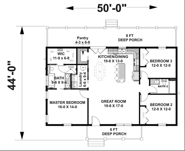 House Blueprint - Cottage Floor Plan - Main Floor Plan #44-247