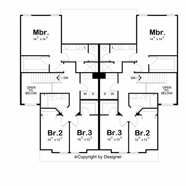 House Design - Floor Plan - Upper Floor for Contemporary House Plan #20-2645 - 3 bed, 2.5 bath