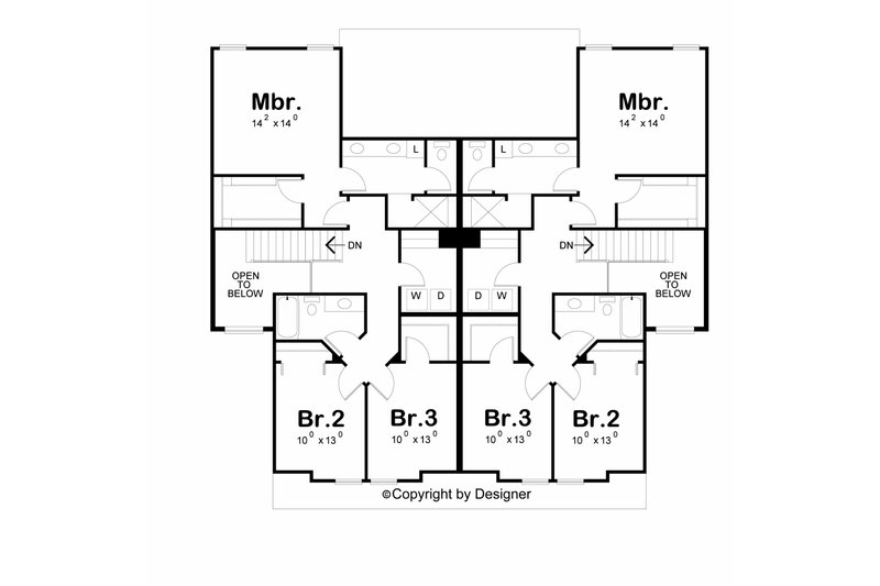 House Design - Floor Plan - Upper Floor for Contemporary House Plan #20-2645 - 3 bed, 2.5 bath