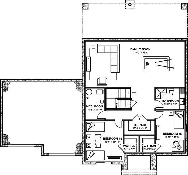 Farmhouse Floor Plan - Lower Floor Plan #23-2751