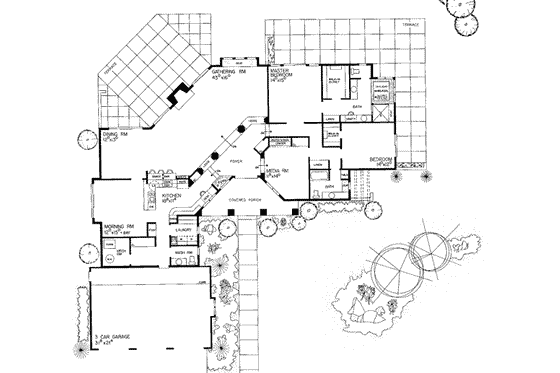 Floor Plan - Main Floor for Adobe / Southwestern House Plan #72-167 - 2 bed, 2.5 bath