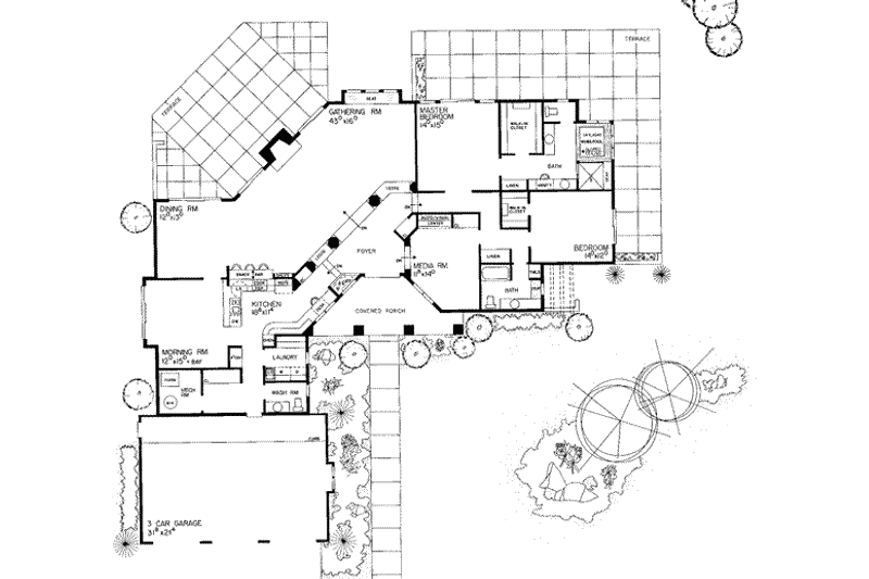 Home Plan - Floor Plan - Main Floor for Adobe / Southwestern House Plan #72-167 - 2 bed, 2.5 bath