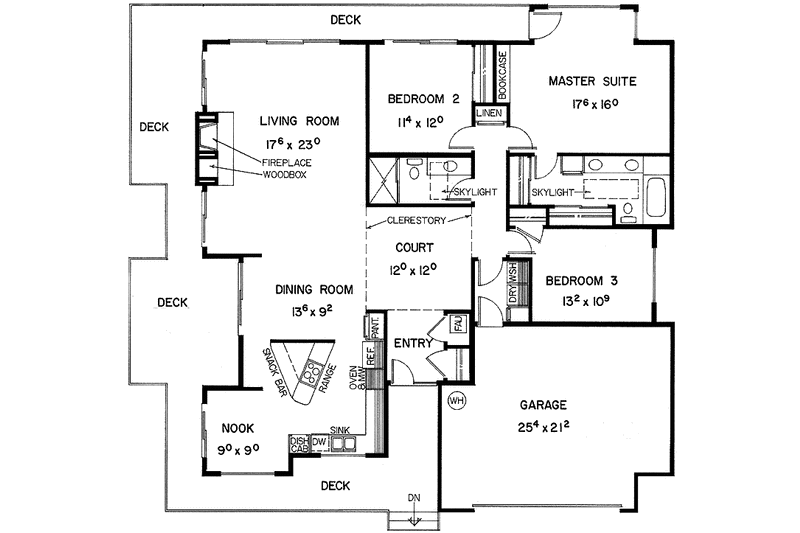 Home Plan - Floor Plan - Main Floor for Contemporary House Plan #60-690 - 3 bed, 2 bath