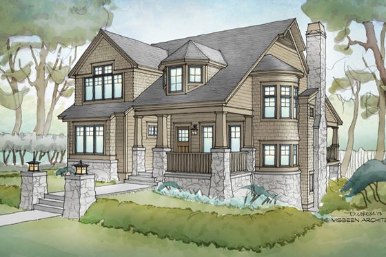 Exterior - Front Elevation 3 for Traditional House Plan #928-271 - 4 bed, 3.5 bath