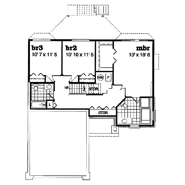 Floor Plan - Lower Floor for Traditional House Plan #47-353 - 3 bed, 2.5 bath