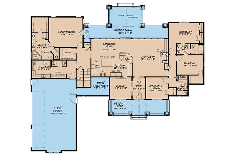 Craftsman Style House Plan - 4 Beds 3.5 Baths 3925 Sq/Ft Plan #17-3407 ...