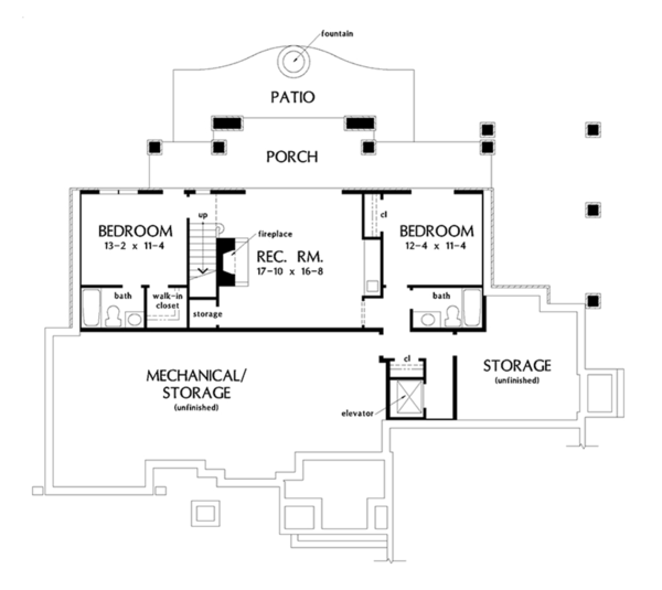 House Blueprint - European Floor Plan - Lower Floor Plan #929-1015