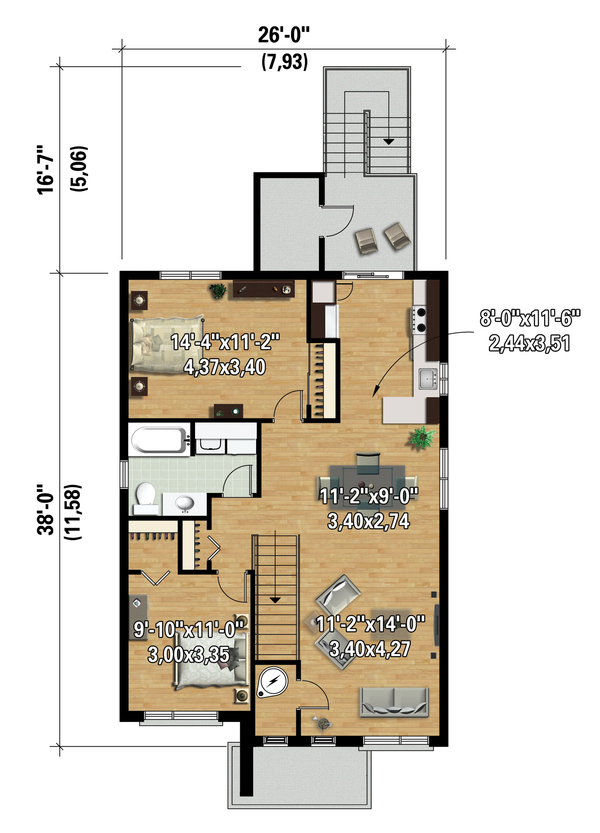 Contemporary Floor Plan - Upper Floor Plan #25-4553