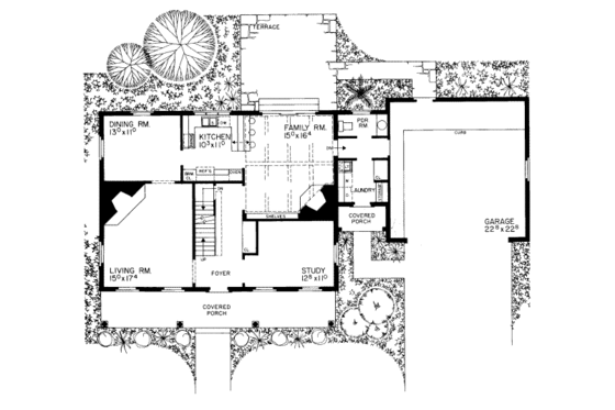 Floor Plan - Main Floor for Colonial House Plan #72-353 - 4 bed, 2.5 bath