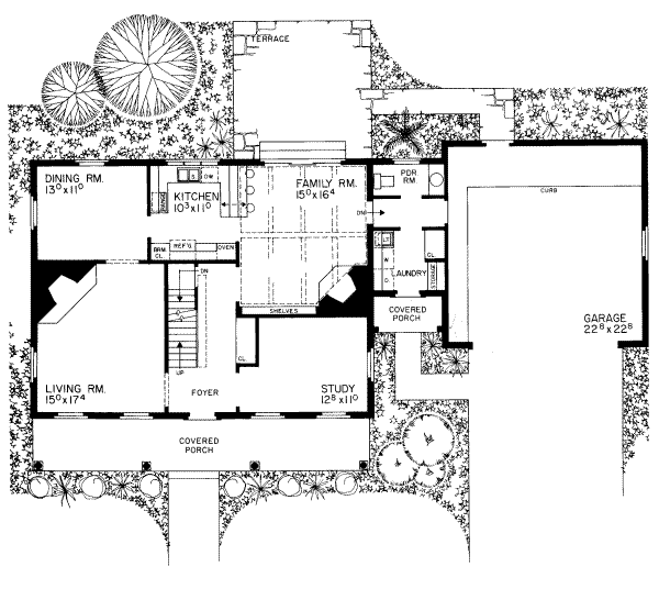 Architectural House Design - Colonial Floor Plan - Main Floor Plan #72-353