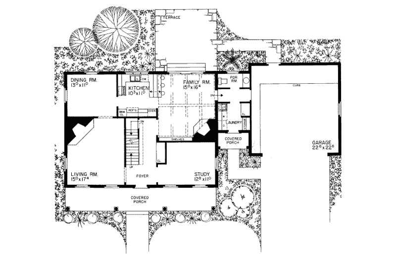 Home Plan - Floor Plan - Main Floor for Colonial House Plan #72-353 - 4 bed, 2.5 bath