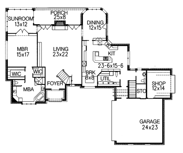 Architectural House Design - Traditional Floor Plan - Main Floor Plan #15-337