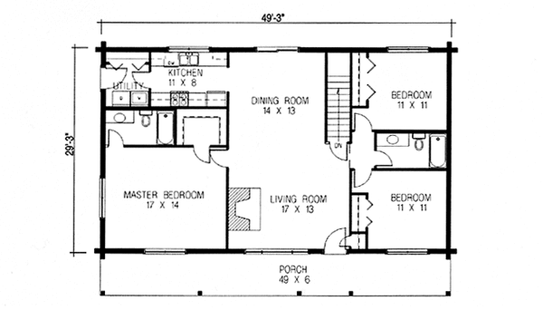House Design - Log Floor Plan - Main Floor Plan #964-17