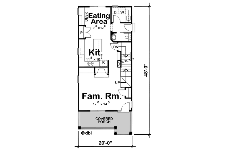 Dream House Plan - Floor Plan - Main Floor for Farmhouse House Plan #20-2622 - 3 bed, 2.5 bath