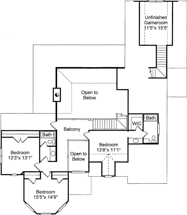 Home Plan - Adobe / Southwestern Floor Plan - Upper Floor Plan #37-273