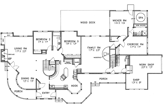 Floor Plan - Main Floor for Craftsman House Plan #60-662 - 6 bed, 4 bath