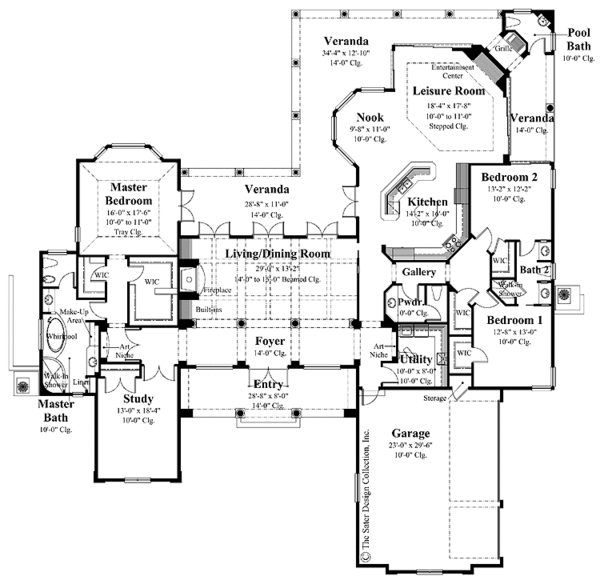 Architectural House Design - Mediterranean Floor Plan - Main Floor Plan #930-300