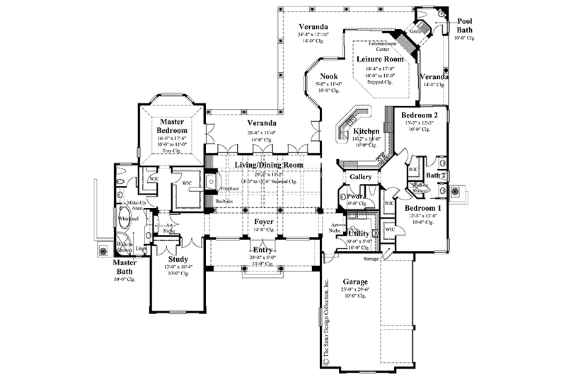 Home Plan - Floor Plan - Main Floor for Mediterranean House Plan #930-300 - 3 bed, 2 bath