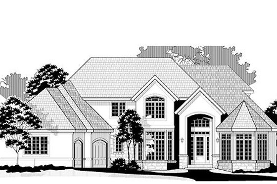 Exterior - Front Elevation for European House Plan #67-886 - 5 bed, 6.5 bath