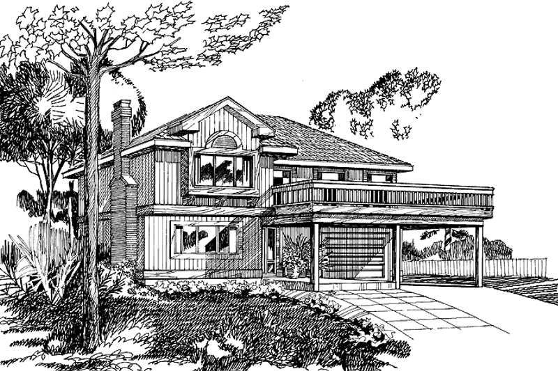 House Blueprint - Contemporary Exterior - Front Elevation Plan #47-915