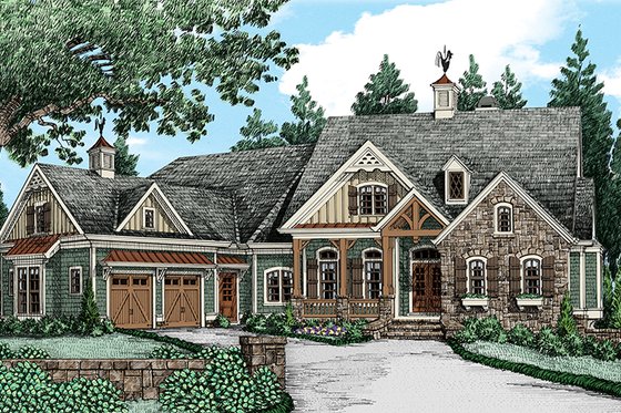 Exterior - Front Elevation 3 for European House Plan #927-966 - 4 bed, 4.5 bath